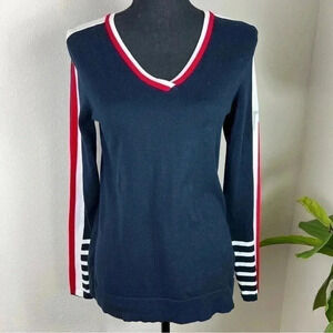 Tommy Hilfiger Woman’s RWB Lightweight V-Neck Sweater Top Size Small